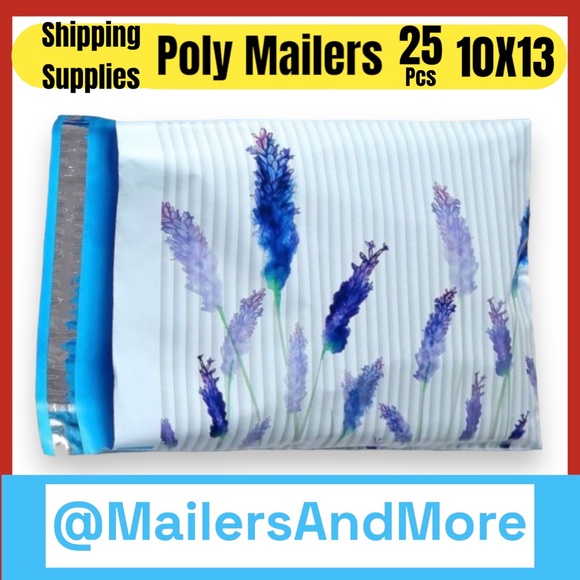 25 10X13 Poly Mailers Lavender Flowers Shipping Envelopes Bags PRICE IS FIRM - Picture 2 of 8